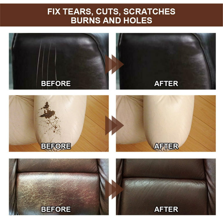 Leather Repair Kit for Furniture ,Restorer of Car Seat, Couch, Sofa, Jacket,Leather  Repair Paint Gel for Scratches Torn Burns and Holes Repair,Match Any Color,  Restore Any Material 
