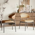 thumbnail image 1 of NessCarsti Modern Faux Leather Dining Chairs, Set of 2, Mid Century, Black Metal Legs, Khaki/Walnut, 1 of 12