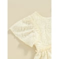 thumbnail image 6 of Baby Girl 2 Piece Summer Outfits, Round Neck Fly Sleeve Ruffled Hem Lace Flower Tops + Elastic Waist Shorts Infant Newborn Set, 6 of 9