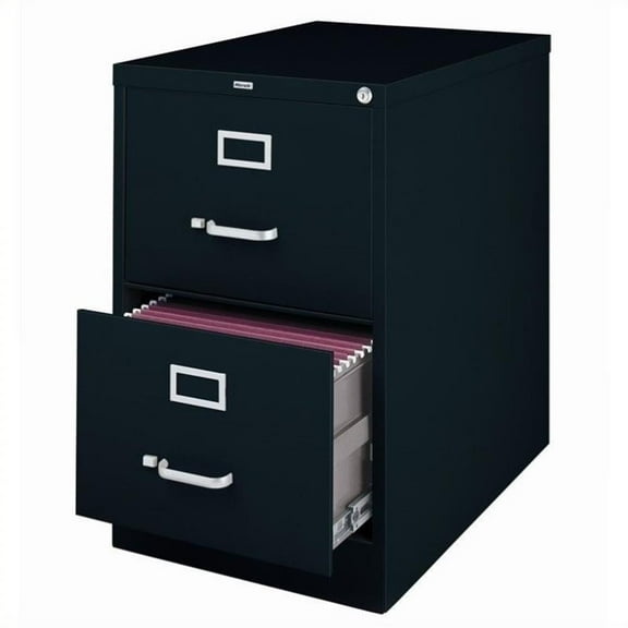 Pemberly Row 26.5"D Metal 2 Drawer Legal Width Vertical Filing Cabinet - Black