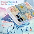 thumbnail image 5 of Case for iPhone 13 Pro Max 6.7 inch, Colorful Retro Oil Painting Flower Case Pretty Glossy Pattern Wave Case Cute Sparkly Floral Curly Cover Stylish Soft Case for Women and Girl - Blue White, 5 of 14