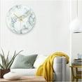 thumbnail image 4 of Reloj de cristal marmoleado para decoración de sala de estar, moderno reloj de mármol de 12 pulgadas que no hace tictac. Azul blanco, 4 of 9