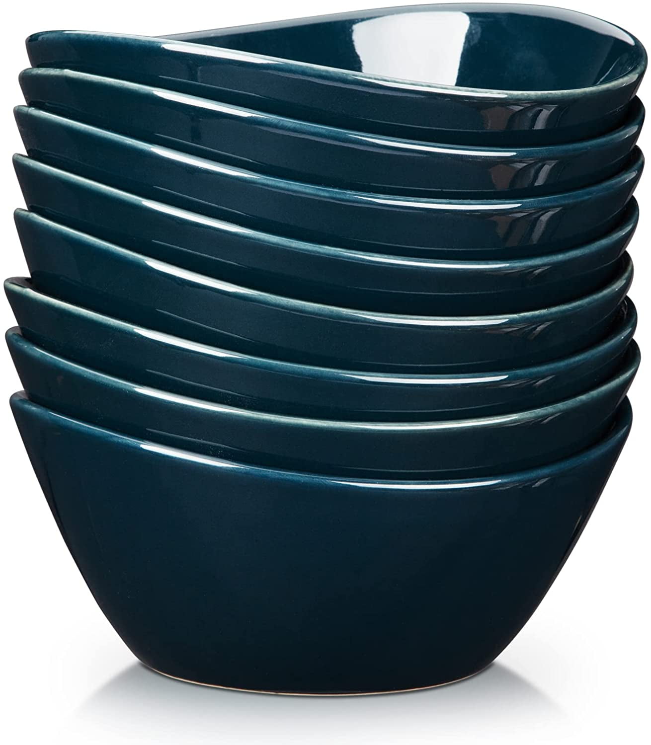 Cibeat 18 Ounce Ceramic Soup Bowls, 8 Pack Premium Blue Ceramic Bowls