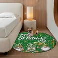 thumbnail image 2 of St Patrick's Day Round Area Rug 8Ft Washable Large Circle Rugs for Living Room Dorm, Lucky Gnomes Shamrock Balloon Green Plaid Non-Slip Carpet Floor Mats Indoor Outdoor Carpet Runner Home Decor, 2 of 8