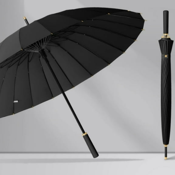 GPED Extra Large 45 Inch Large Windproof Umbrella for Rain, Auto Open Close, Classic Handle for 2 People. Quick Dry, 24 Sturdy Ribs, Durable Outdoor & Travel Umbrella, Black