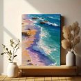 thumbnail image 6 of Pastel Waves Canvas Print, Minimal Retro Ocean Painting, Trendy Coastal Beach House Wall Decor, 6 of 8