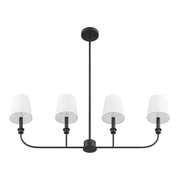 Prominence Home Billet Matte Black 4-Light Linear Chandelier with Fabric Shades
