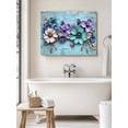 thumbnail image 6 of Spring Purple Flowers Wall Art for Living Room,Canvas Picture Wall Decor for Bathroom Bedroom,Floral Mottled Teal Wall Retro Painting Artwork for Office Kitchen Hallway Dining Room Home Decor 16"x20", 6 of 8