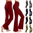 thumbnail image 1 of CFLVAEK Plus Size Bootcut Yoga Pants for Women Thick Elastic High Waisted Pants with Pockets Solid Color Flare Leg Slacks Butt Lift Workout Pants Gray XXXXL, 1 of 8