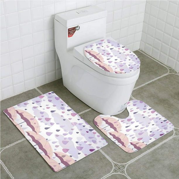ABPHQTO Sombrilla de doble exposición Farmhouse con motivos de lunares nostálgicos Juego de alfombras de baño de 3 piezas Alfombra de baño Alfombra de contorno y tapa de inodoro
