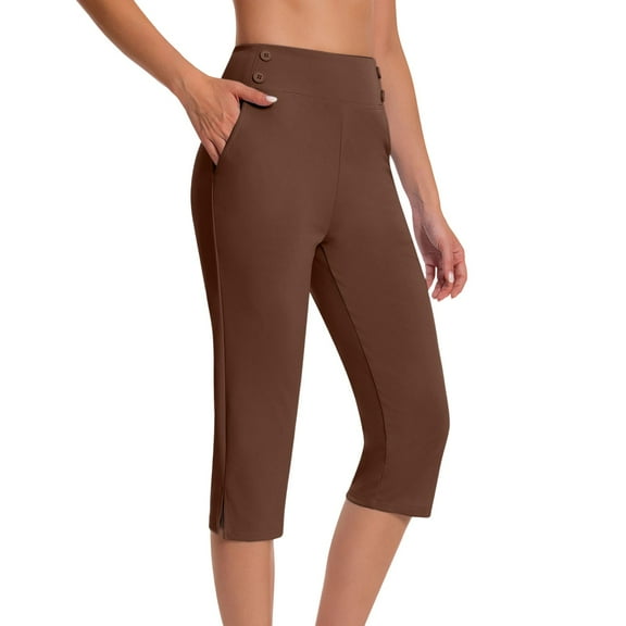 Htigea Plus Size Leggings for Women Tummy Control High Waist Womens Leggings Workout Yoga Pants Brown,4XL