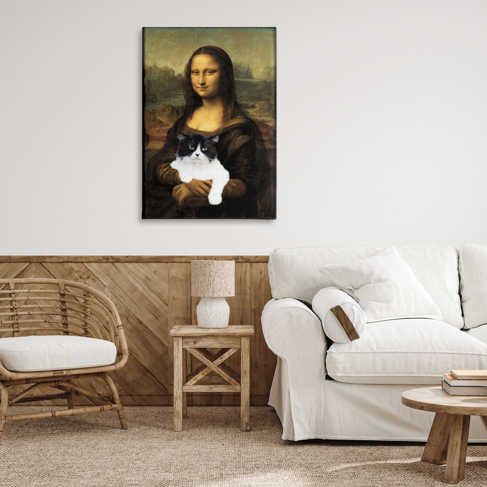 Mona Lisa Cat Lady Canvas Wall Art, design by Masters Redux