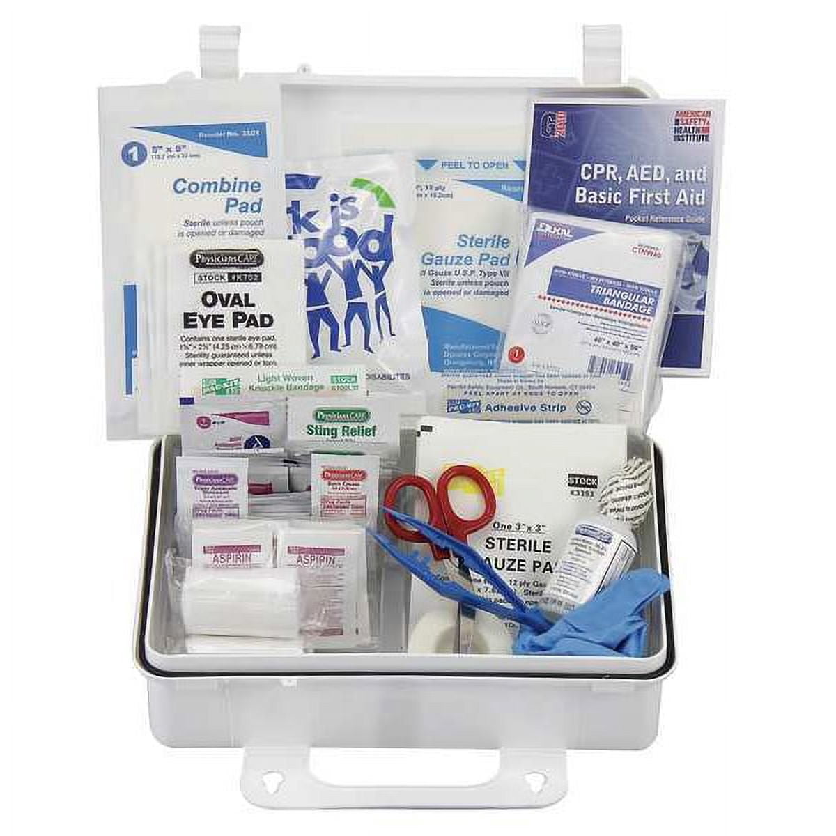 First Aid Kit and Housing, Plastic 139 Components, 25 People Served 54536