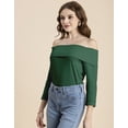 thumbnail image 2 of Moomaya Solid Off-Shoulder Tops, Womens Full Sleeve Casual Vacation Top, 2 of 9