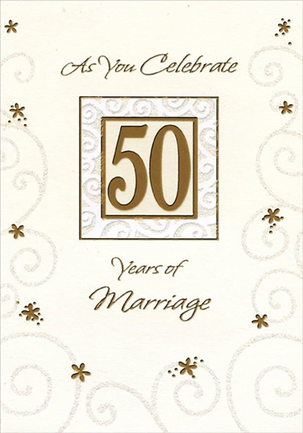 Designer Greetings As You Celebrate: Foil Flowers and Glitter Swirls Formal 50th : Fiftieth Wedding Anniversary Congratulations Card for Couple