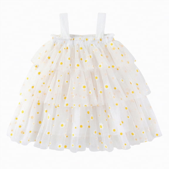 Hessimy Valentines Dress for Girls Toddler Print School Outfits Flutter Sleeve A-Line Cute Casual Sundress(White,3-4 Years)