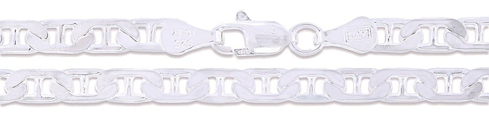 Sterling Silver Flat Marina Link Chain 3mm 925 Italy Anchor Mariner Necklace 20" Jewelry Female