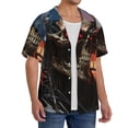 thumbnail image 2 of Rateoe Cyberpunk Skull American Flag Pattern Men's Short Sleeve Classic Shirt, Casual Short-Sleeved Shirt, Lightweight Summer Shirt, Cuban Collar Shirt,Button-Front Shirt-X-Large, 2 of 5