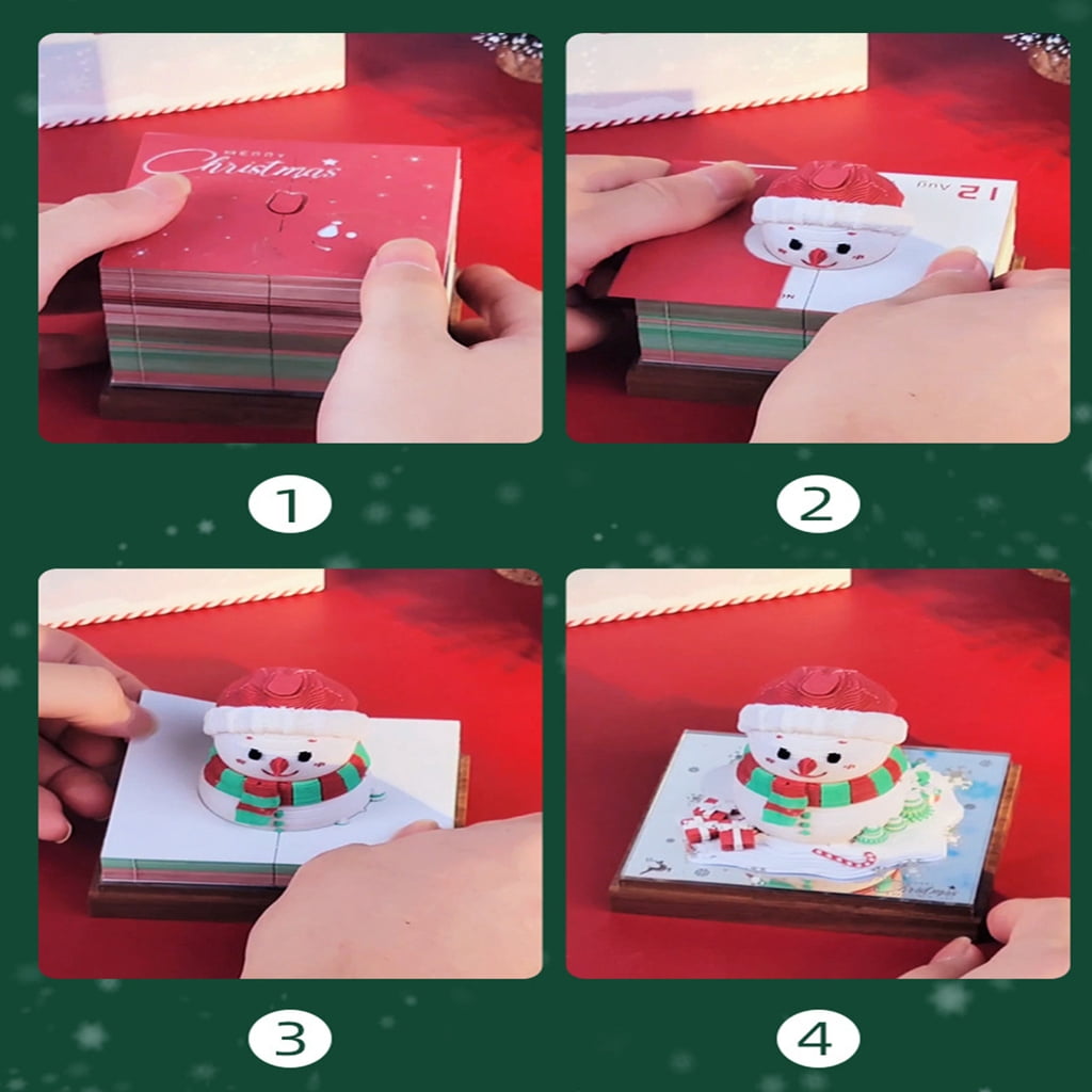 PatungKu 2026 Daily Calendar Paper Sculpture Snowman Calendar With Acrylic Base Tearable Note Paper Pad For Holiday Decoration
