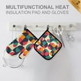 thumbnail image 4 of Yayeee Oven Mitts and Pot Holder Set of 2 Heat Resistant Kitchen Gloves Baking Hot Pad, Retro Geometric, 4 of 5