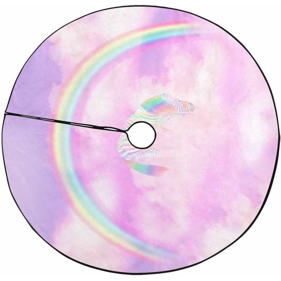 FMSHPON Rainbow Magic Unicorn Cloud Xmas Christmas Tree Skirt Stand Mat for Holiday Party Decoration Indoor Outdoor 36 inches