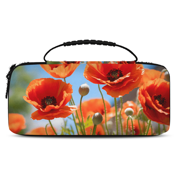 Herdesigns Poppy Flowers Carrying Case for Nintendo Switch 2 with 20 Game Card Slots, Portable Travel Carry Case for Accessories and Console