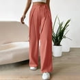 thumbnail image 4 of BLVB Cotton Linen Pants for Women High Waisted Lace up Straight Wide Leg Pants Solid Casual Loose Lounge Trousers, 4 of 7