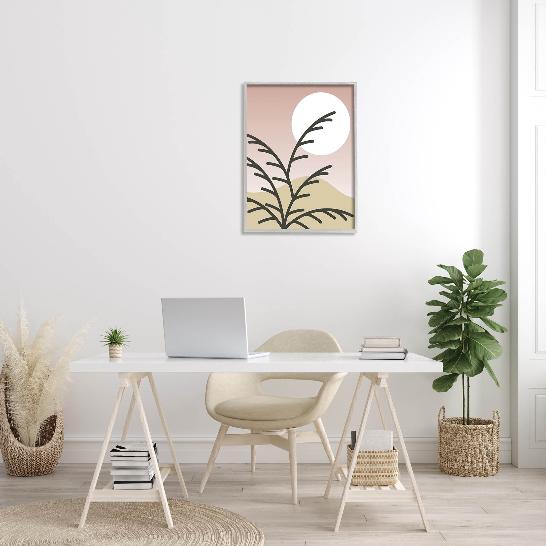 Contemporary Mountain Branches Botanical & Floral Graphic Art Gray Framed Art Print Wall Art