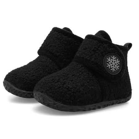 

Barerun Girls Boys Slipper Kids Warm Lightweight Toddler Child Shoes Black