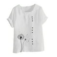 thumbnail image 4 of Sexlip Womens Swimsuit Set Button Detail Floral Embroidery Cover Up Design Crew Neck Short Sleeve Asymmetric Hem Loose Silhouette Lightweight Fabric for Beach Vacations White XXXXL, 4 of 4
