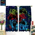 thumbnail image 5 of Gamer Blackout Curtains, Colorful Graffiti Neon Abstract Geometric Video Gamepad Print Rod Pocket Window Treatments Drapes for Boys Girls Teens Bedroom Living Room Playroom Decor 84x84in, 5 of 8