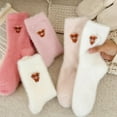 thumbnail image 3 of Fuzzy Highland Cow Socks, 5 Pairs Cute Embroidered Highland Cow Crew Sock Winter Warm Soft Indoor Slipper Socks for Women, 3 of 7