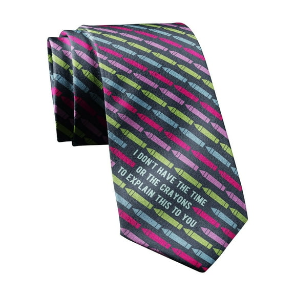 I Don't Have The Time Or The Crayons to Explain This to You Necktie Funny Ties Mens Novelty Neckties Nerdy Tie