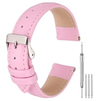 Uxcell Leather Watch Bands for Men and Women, 20mm Quick Release Watch Strap Replacement, Flat Thin Elegant Leather Watch Strap with Strap Tools, Pink