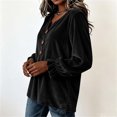 thumbnail image 6 of Women's Solid Velvet Long Sleeve Tops Notched V Neck Loose Tunic Shirts Business Casual Blouses Fall Winter Dressy Tops Daily Outfits Black, 6 of 7