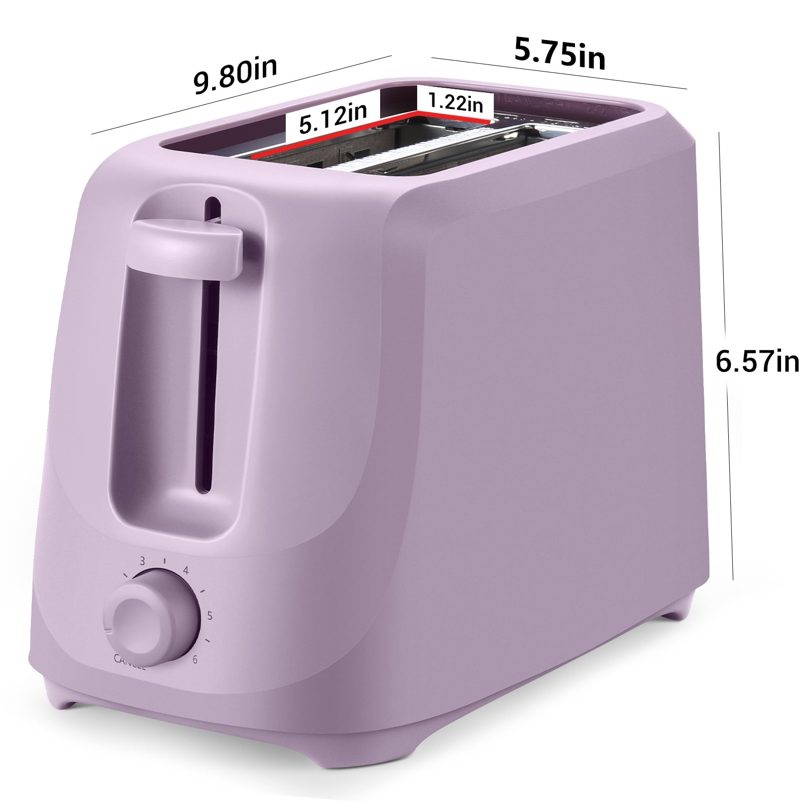Mainstays 2-Slice Toaster with 6 Shade Settings and Removable Crumb Tray, Lilac Bloom