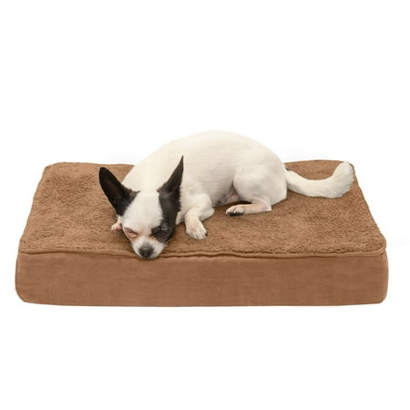UPC: 0815181021672 | FurHaven Pet Products | Deluxe Cooling Gel Memory Foam Orthopedic Terry & Suede Mattress Pet Bed for Dogs & Cats  Camel  Small