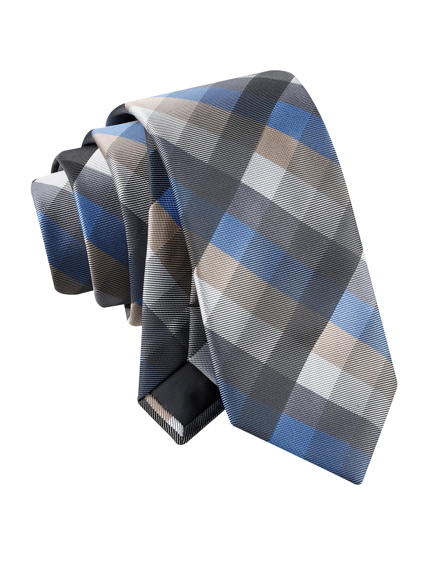 George Men's Shaded Grid Pattern Slim Width Necktie, One Size