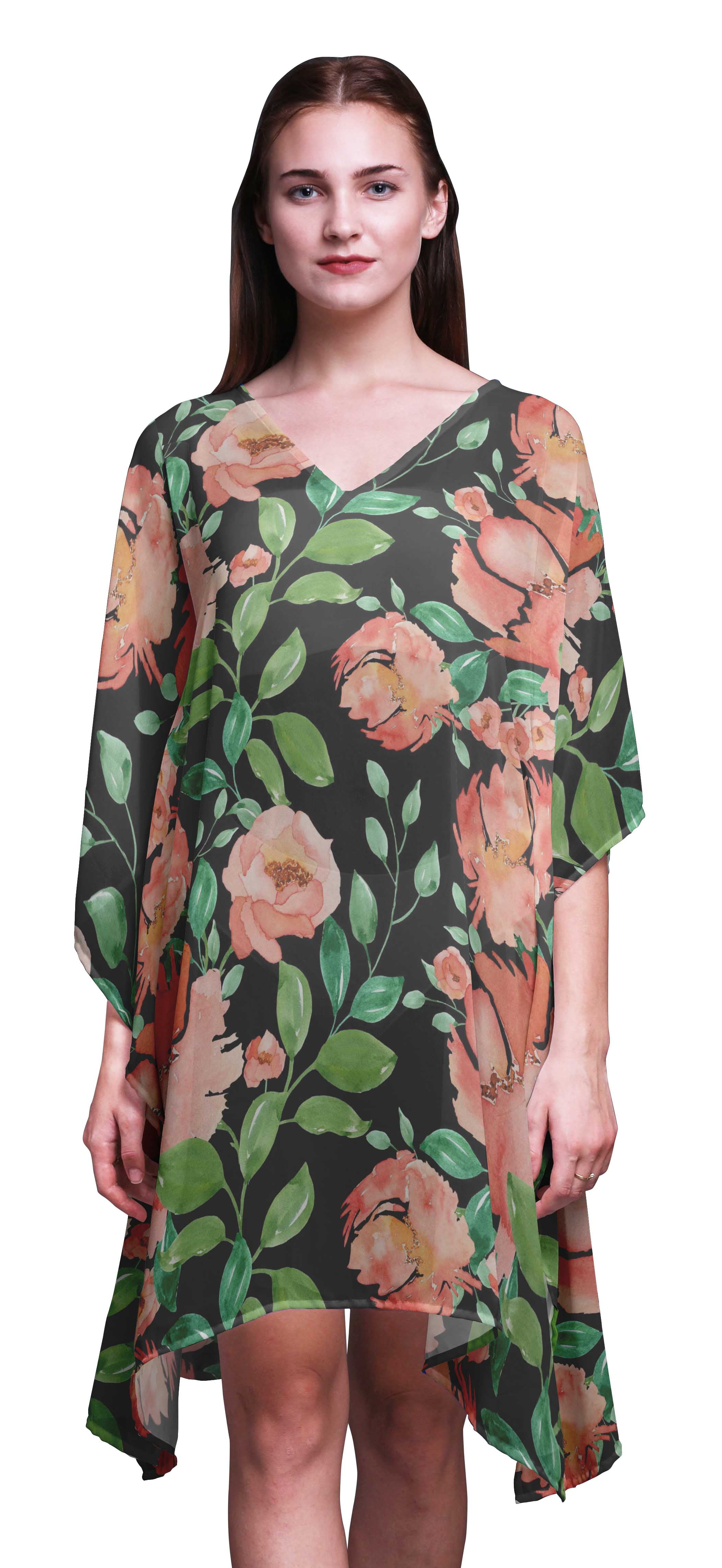 Bimba Watercolor Short Caftan Midi Dress Beach Swimwear Cover up ...