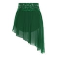 thumbnail image 2 of Sholeno Women's Shiny Rhinestone Lyrical Dance Skirt High Low Hem Mesh Flowy Dancing Skirt Dark Green XXL, 2 of 5