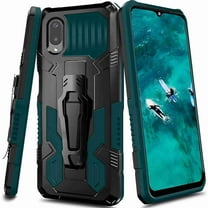 Dteck for Samsung Galaxy A02 / M02 Case Dual-Layer TPU PC Shockproof Heavy Armor With Belt Clip Anti-Drop Shock Absorption Cover Metal Back Clip for Samsung A02 / M02 Case, Green