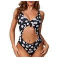 thumbnail image 1 of DPTALR Maillot de Bain une Pièce pour Femmes avec Imprimé Marguerite et Col en V Profond, 1 of 9