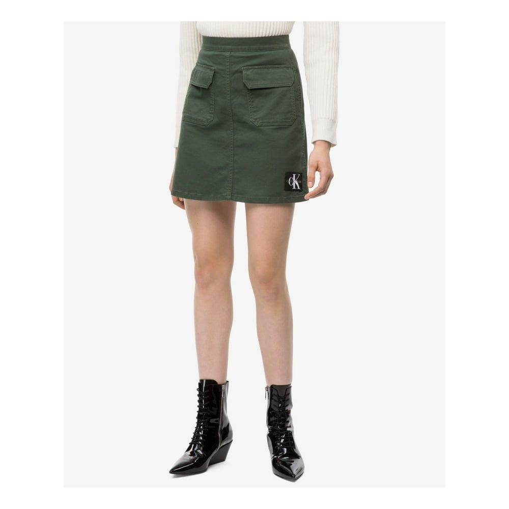 Calvin Klein - CALVIN KLEIN Womens Green Utility Mini Skirt Size 31 ...