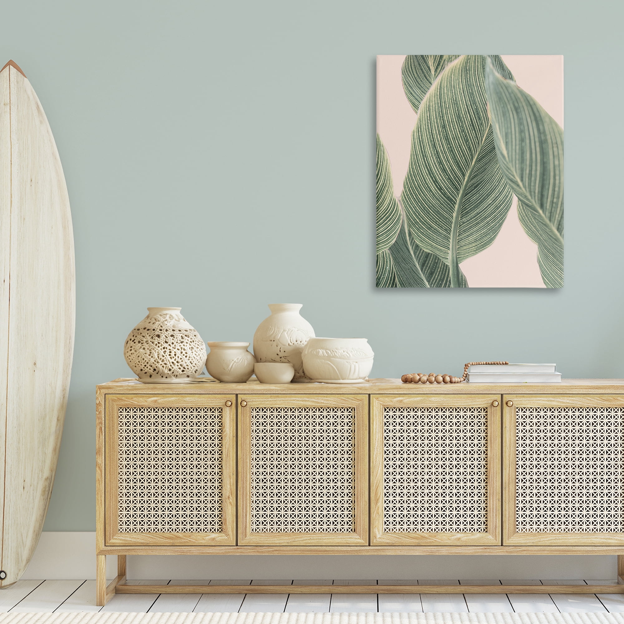 Stupell Industries Curled Green Leaves Plants & Flowers Painting Wrapped Canvas Art Print Wall Art, 30 x 40