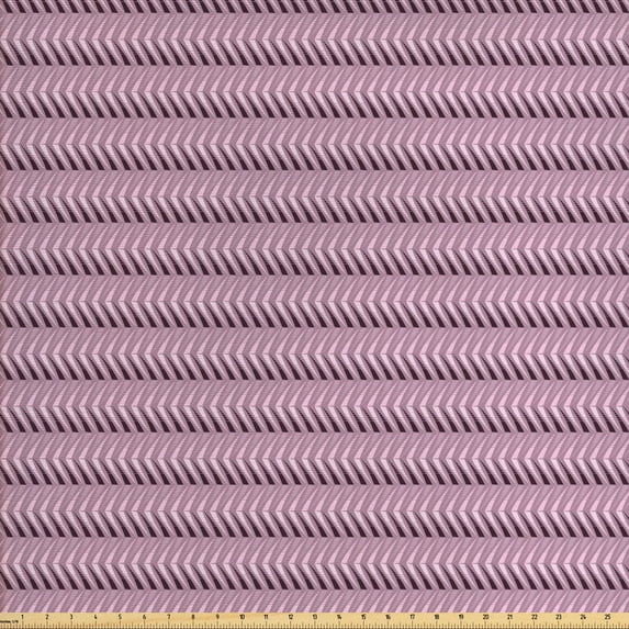 Geometric Sofa Upholstery Fabric by the Yard, Modern Repetition with Herringbone Inspired Forms Illustration, Decorative Fabric for DIY and Home Accents, Grey Pink and Dark Mauve by Ambesonne