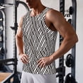 thumbnail image 5 of Fotbe Black White Stripes Pattern Men's Quick Dry Workout Tank Top Gym Muscle Tee Fitness Bodybuilding Sleeveless T Shirt Breathable Workout Shirt-, 5 of 9