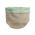 thumbnail image 5 of Creative Co-Op Handwoven Linen Bread Basket with Gingham Lining, Aqua and Natural, 5 of 5