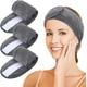 thumbnail image 5 of Banda para el cabello de microfibra para mujer, maquillaje, spa, banda para el cabello lavable para el cuidado de la cara, banda ajustable con cinta mágica para baño, desmaquillaje y deporte, gris oscuro, paquete de 5 Rojo Verde, 5 of 5