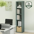 thumbnail image 2 of Furinno CUBICLE Book Shelf, 5-Cube Vertical Thick Frame Bookshelf, Horizontally & Vertically Reversible Bookcase with Open Back, 14.6 x 15.9 x 72, for Living Room, Bedroom, Home Office, Sage Green, 2 of 5
