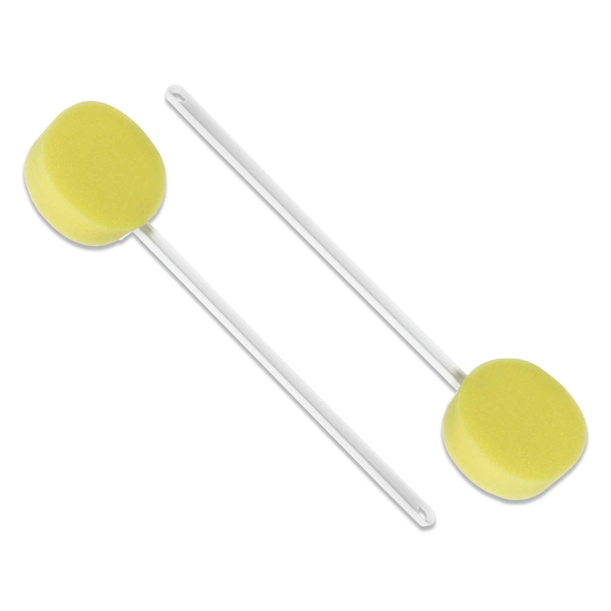Rehabilitation Advantage Long Handle Bath Sponge – 2-Pack | 18" Extra Long Handle, 5" x 2” Soft Yellow Sponge | Personal Hygiene & Mobility Aid for Seniors, Disabled, or Limited Reach